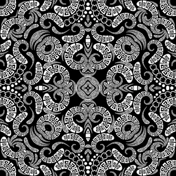 Greek vector Paisley seamless pattern. Ornamental patterned ethnic background Illustrazione stock