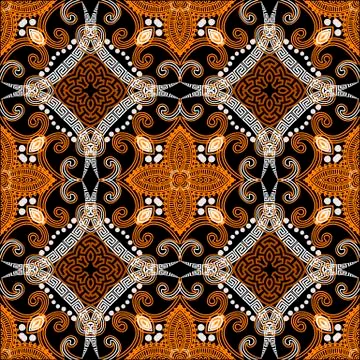 Greek vector seamless pattern. Arabesque style floral colorful background イラスト素材