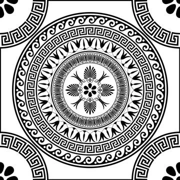 Greek vector seamless pattern. Black and white ethnic background. Greek key mean Illustrazione stock