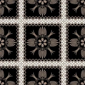 Greek vector seamless pattern in black and gold. Ethnic background. Greek key 库存插图