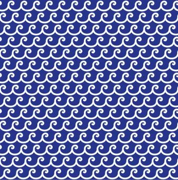 Greek waves seamless vector blue pattern ornament Illustrazione stock
