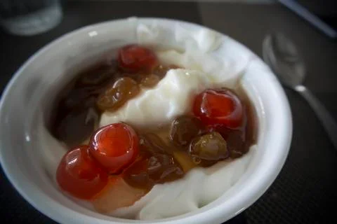 Greek Yogurt with Fruit Stock Photos