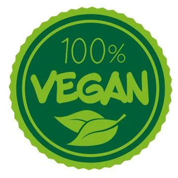 Green 100 percent VEGAN badge or label Stock Illustration