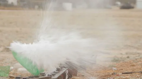 Green 2 Liter Bottle Shot at the Gun Range Stock Footage 60664950