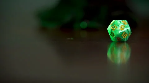 Green 20 sided dice rolling Stock Footage 201496371