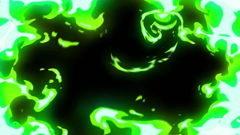 Green 2D fire fractal loop animation Stock Footage 146072816