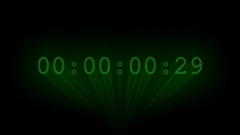 Green 30-second timecode drawn by laser beams. Stock Footage 95155357