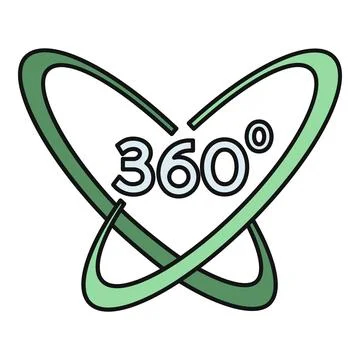 Green 360 degree virtual reality panoramic view icon Stock Illustration