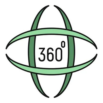 Green 360 degrees panoramic view virtual reality icon Stock Illustration