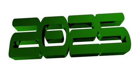 Green 3D 2025 text on white festive background, Christmas and new year cele.. Stock Footage 292945609