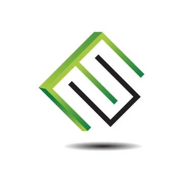 Green 3d abstract rectangle square shape logo design Stockillustratie