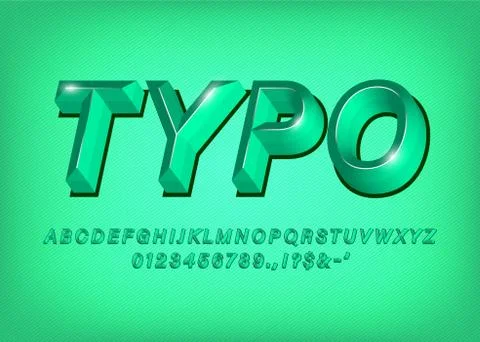 Green 3d Alphabet typeface text effect title Illustrazione stock