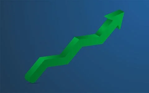 Green 3D arrow pointing up. 3D green arrow representing growth or profit Stock Illustration