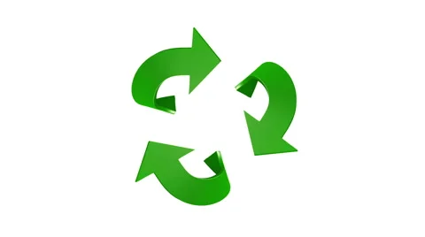 Green 3D arrows animate on forming the traditional "recycle" symbol Stock Footage 45968376