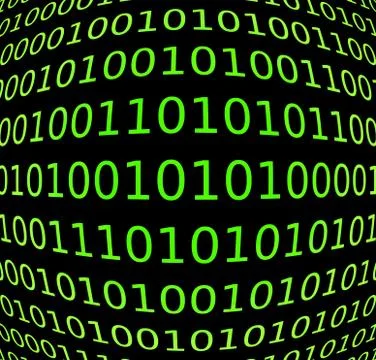 Green 3d binary code on black background Illustrazione stock