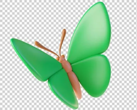 Green 3D butterfly, isolated on background Stock Illustration