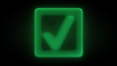 Green 3D Check Mark Symbol Particle Animation on Dark Background Stock Footage 335595351