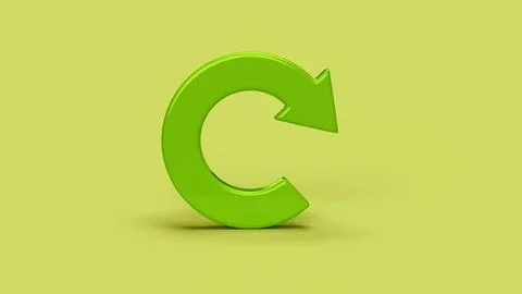 Green 3D circular arrow icon on the backdrop Stock Illustration