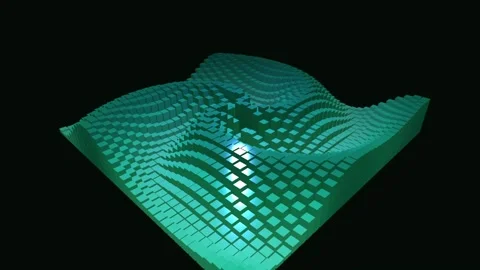 Green 3D cube wave undulating in a dynamic motion against a dark background Stock Footage 348842821