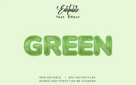 Green 3D Editable Text Effect Vector Design Stock Illustration