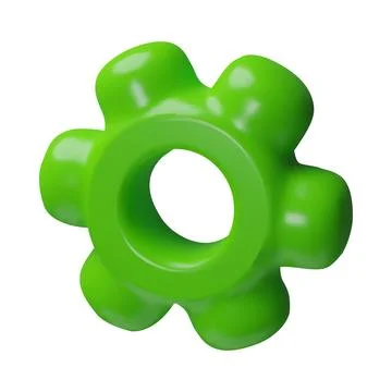 Green 3D gear with smooth, rounded edges, Vector illustration. イラスト素材