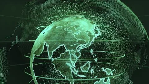 Green 3D Green 3D rendering of earth technology, business and communications Stock Illustration