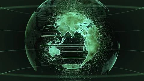 Green 3D Green 3D rendering of earth technology, business and communications Stock Illustration