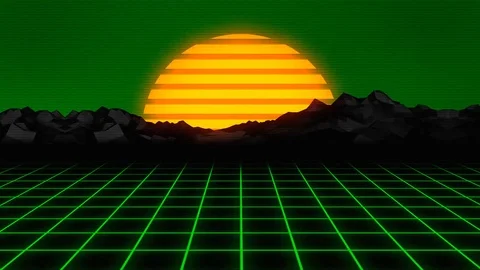 Green 3D Grid Retro Design Stock Footage 120973727