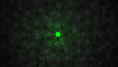 Green 3D hexagon tech background, vector illustration Stock Illustration