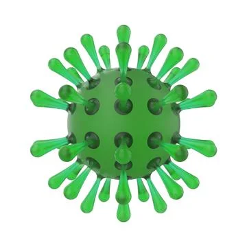Green 3D model of a microscopic virus or bacteria cell isolated on white ba.. Stock Illustration