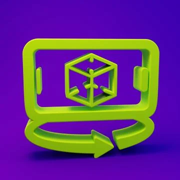 Green 3d modeling icon isolated on purple-blue background. Augmented realit.. Stock Illustration