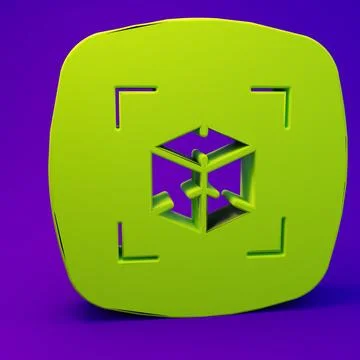 Green 3d modeling icon isolated on purple-blue background. Augmented realit.. Stock Illustration