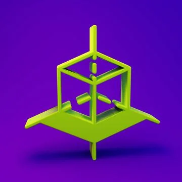 Green 3d modeling icon isolated on purple-blue background. Augmented realit.. 스톡 일러스트