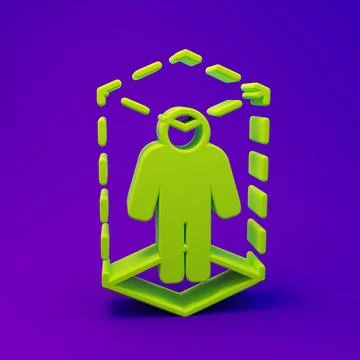 Green 3d modeling icon isolated on purple-blue background. Augmented realit.. イラスト素材