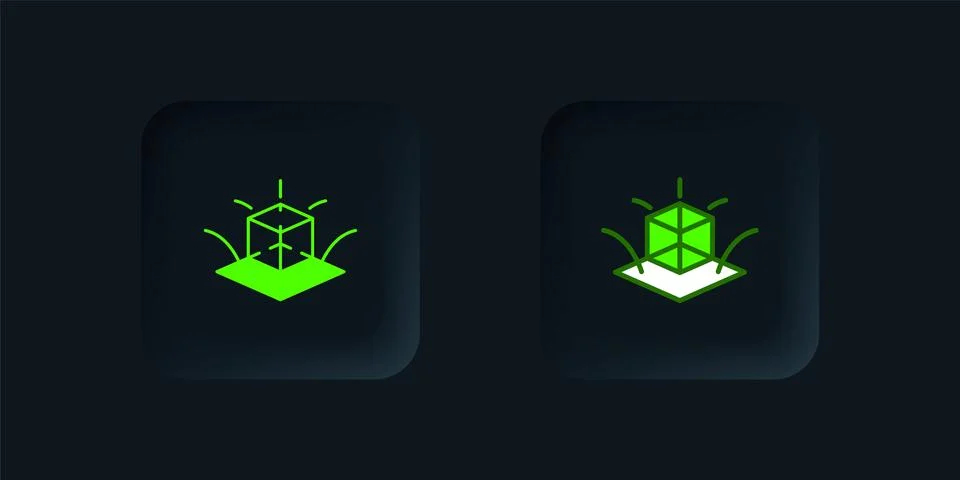 Green 3d modeling icon isolated on black background. Augmented reality or v.. Stock Illustration