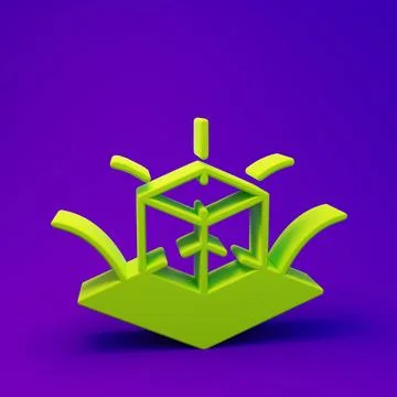 Green 3d modeling icon isolated on purple-blue background. Augmented realit.. イラスト素材