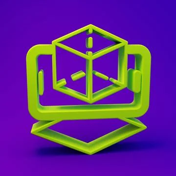 Green 3d modeling icon isolated on purple-blue background. Augmented realit.. Stock Illustration
