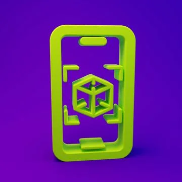 Green 3d modeling icon isolated on purple-blue background. Augmented realit.. Stock Illustration