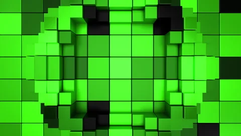 Green 3D pixel grid background with dynamic wave motion loop. 3D rendering Stock Footage 323756869