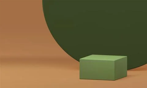 Green 3d podium rectangle geometric stage with circle wall decor element st.. Illustrazione stock