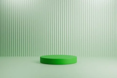 Green 3D podium with vertical fluted wall background. Stock Illustration