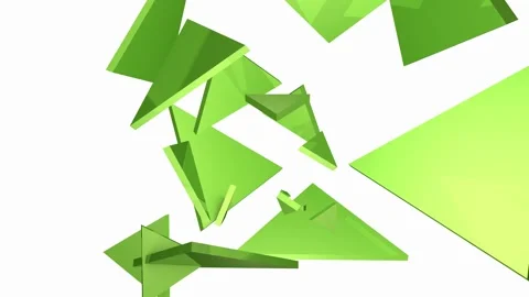 Green 3D polyhedron shatters into triangular pieces Video stock 326638173
