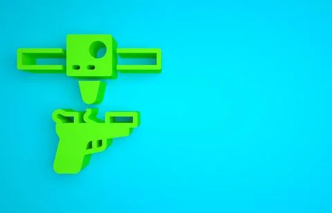Green 3D printer gun icon isolated on blue background. 3d printing. Minimalism Illustrazione stock
