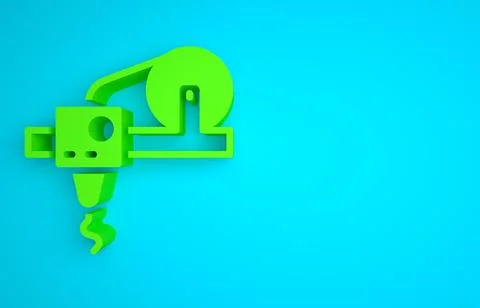 Green 3D printer icon isolated on blue background. 3d printing. Minimalism 库存插图