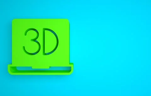 Green 3D printer icon isolated on blue background. 3d printing. Minimalism イラスト素材
