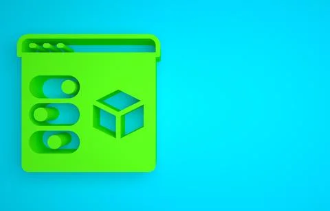 Green 3D printer icon isolated on blue background. 3d printing. Minimalism 库存插图