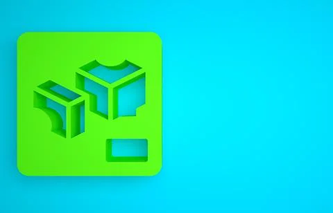 Green 3D printer icon isolated on blue background. 3d printing. Minimalism イラスト素材