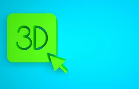 Green 3D printer icon isolated on blue background. 3d printing. Minimalism Stock Illustration