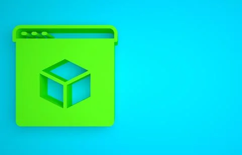Green 3D printer icon isolated on blue background. 3d printing. Minimalism Stock Illustration