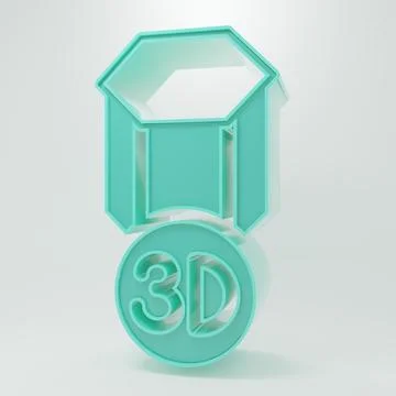 Green 3D printer icon isolated on grey background. 3d printing. Minimalism .. Ilustração Stock